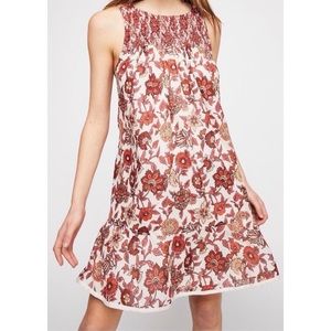 Free People Floral Print Oh Baby Smocked Mini Dress with Pockets Size XS